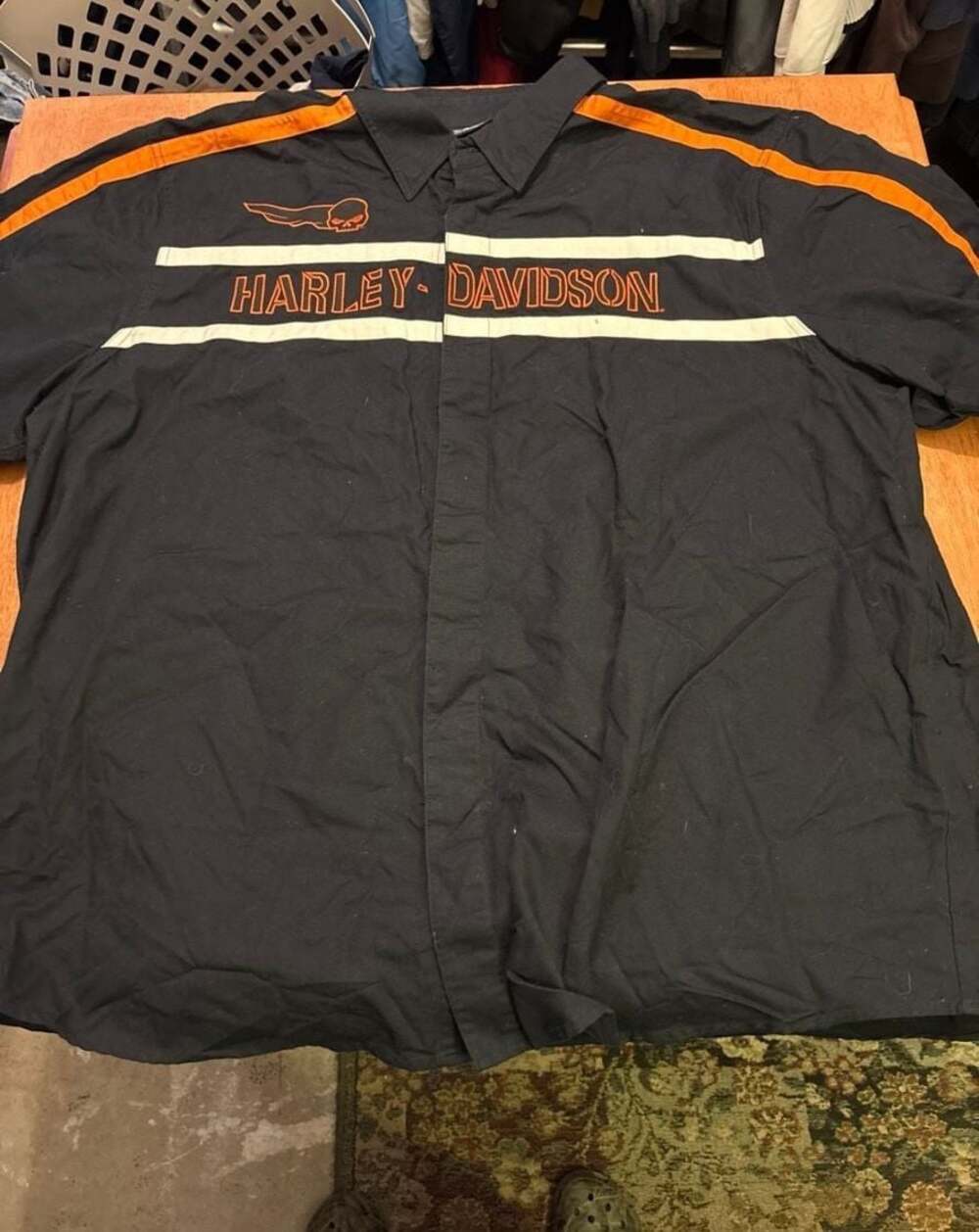 Harley-Davidson Men's Skull Graphic Button-Down Shirt Black 3XL
